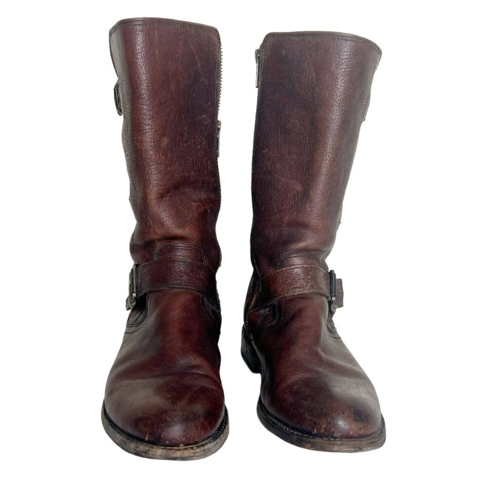 Frye Brown Leather Jayden Moto Boots - Picture 3 of 12
